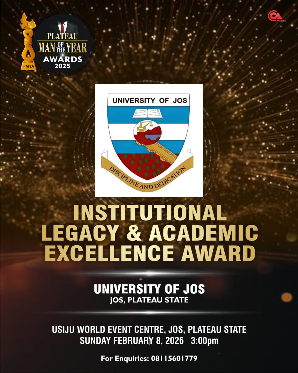 2026 Plateau Man of the Year Award for Institutional Legacy and Academic Excellence