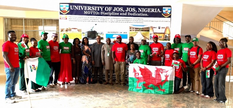 The WANI Exchange delegation from Wales, officials of the Anthony Nyong Climate Centre of Excellence (ANCCE), and University management pose for a group photograph during the visit..jpg