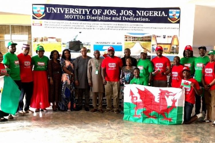 The WANI Exchange delegation from Wales, officials of the Anthony Nyong Climate Centre of Excellence (ANCCE), and University management pose for a group photograph during the visit..jpg
