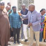 Prof. Wuyep Describing the  Innovative Toilet Facilities to the VC