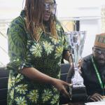 Dean faculty of Engineering Prof Rose E. Daffi with the Cup accompanying the prize.JPG