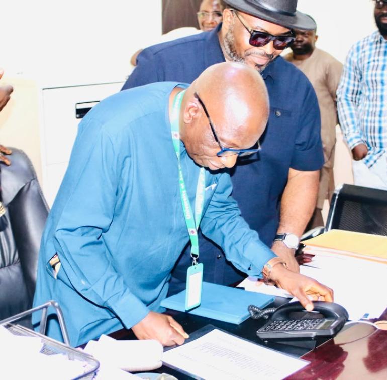 Vice Chancellor testing the Intercom works